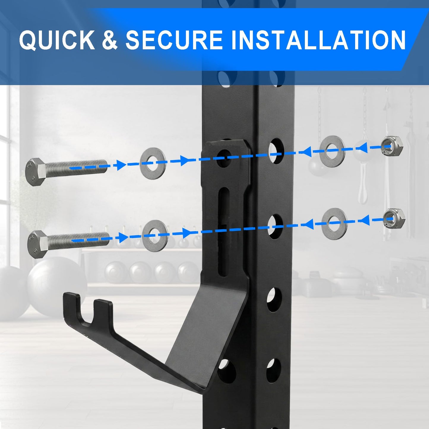 Lights Mountain Universal Battle Rope Storage Attachment, Heavy-Duty Steel Rack Mounted Hanger for Fitness Ropes & Resistance Bands, Adjustable Fits Most Power Cages, Home Gym Organization