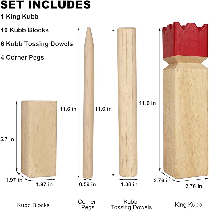 Juegoal Kubb Backyard Game Set, Wooden Block Tossing Game Set with Carrying Bag, Outdoor Games for Yard Garden Lawn Kids Teenagers Adults Family