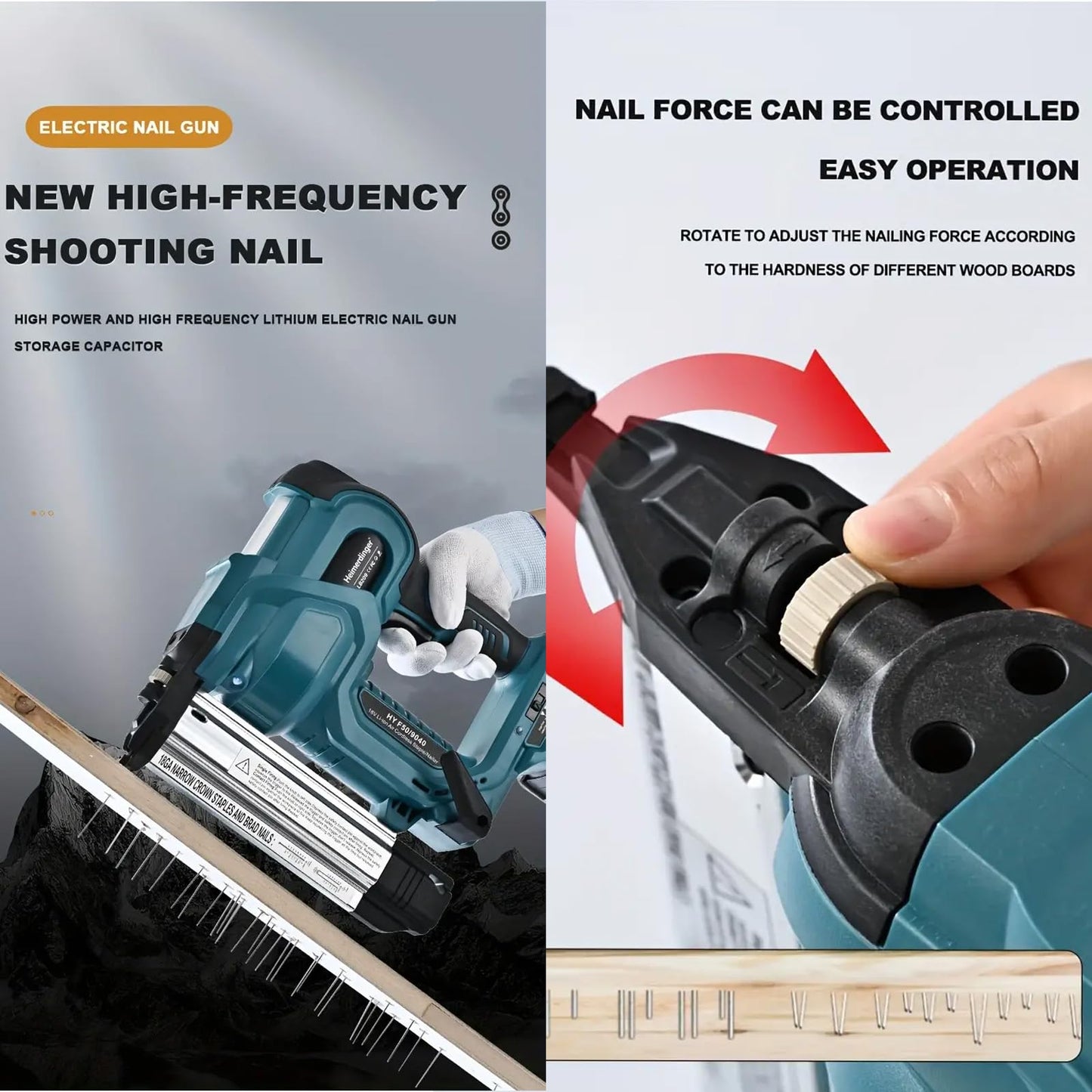 2-in-1 Brad Nailer & Staple Gun with 2000mAh Battery and Charger,Nail Gun Battery Powered, Up to 2 Inch, Tool-Free Jam Release for Woodworking,Upholstery