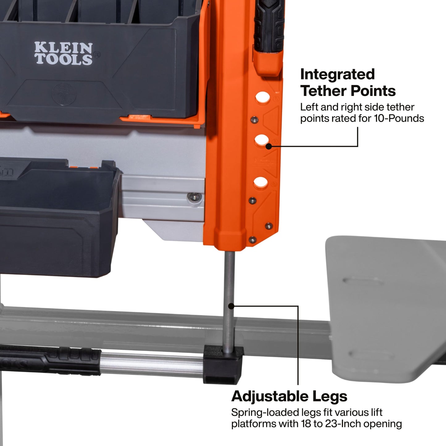 KLEIN TOOLS BC700WA LiftPro 24-Inch Wall Mount System, Heavy-Duty Modular Tool Organization with Four Interior and One Exterior Rail, 50-Pound Capacity Per Rail For Man Lift and Scissor Lift