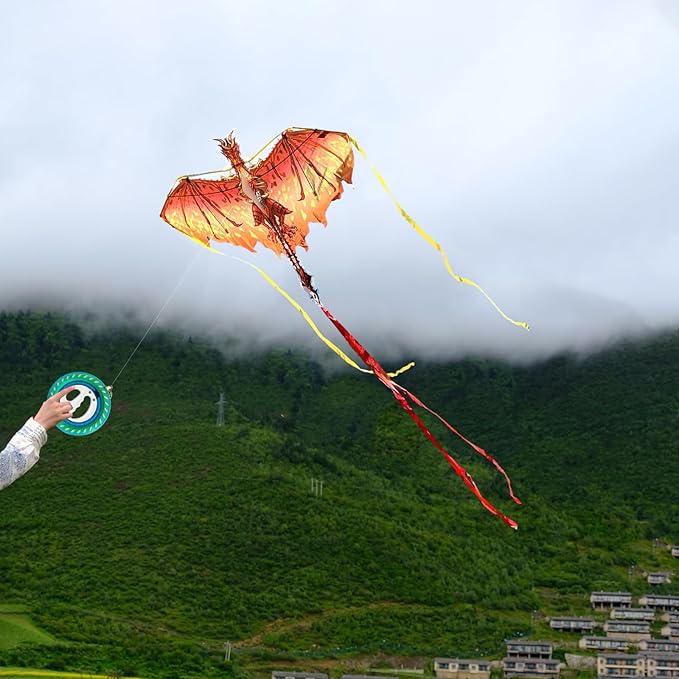 Mint's Colorful Life Dragon Kite for Kids & Adults, Easy to Fly Best Beach Kites for Beginners, 300ft Kite String Included