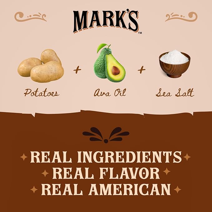 MARK’S Kettle Cooked Avocado Oil Potato Chips, Sea Salt – Seed Oil & GMO Free | Sea Salt, 5 oz (Pack of 3) | Gluten Free, Non-GMO Chips for Clean & Healthy Snacking