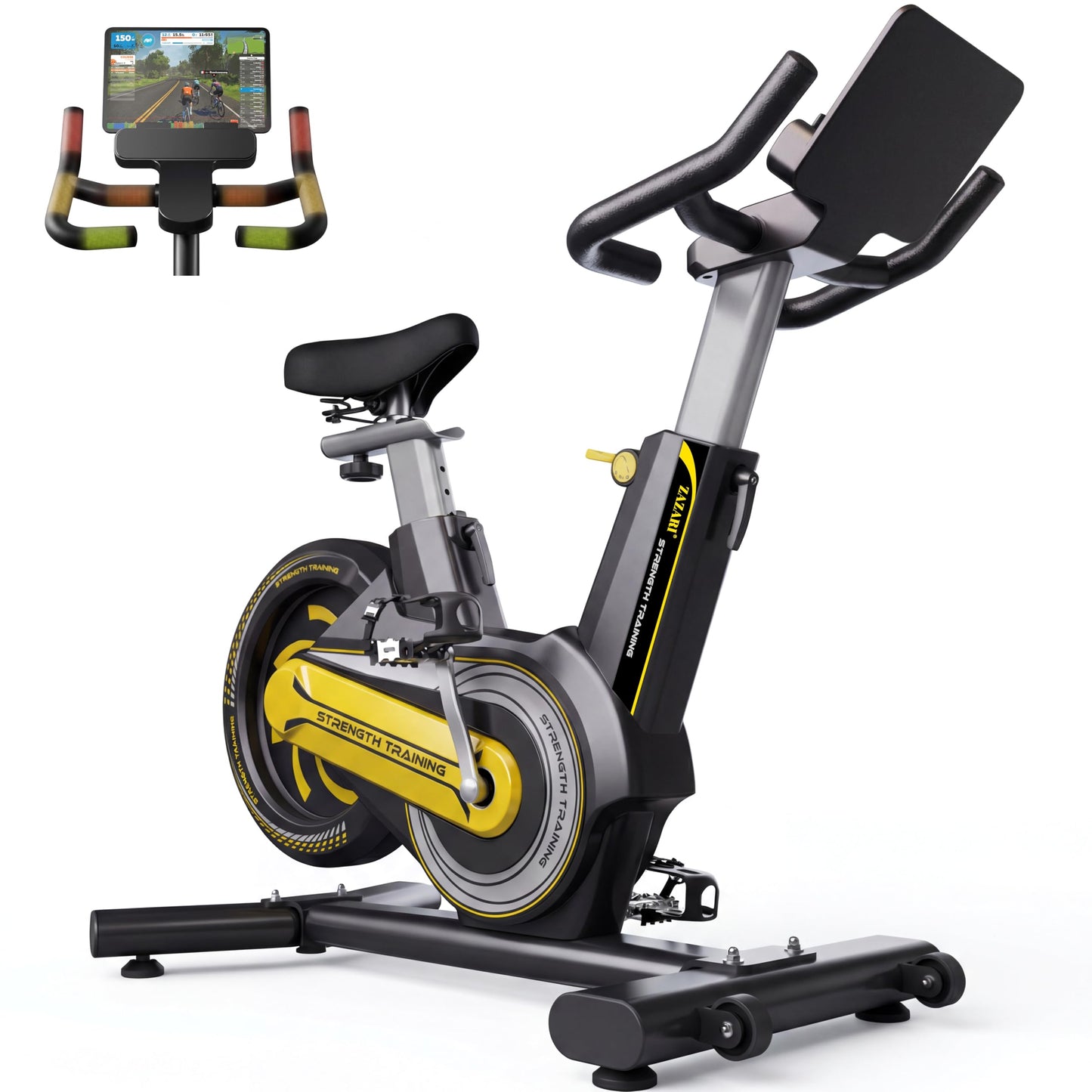 ZAZARI Compact Magnetic Exercise Bike, Space-Saving Rear Flywheel Stationary Bike for Home, 7-Level Lever Resistance, 330 lbs Capacity, Whisper Quiet Indoor Cycling Bike, Black