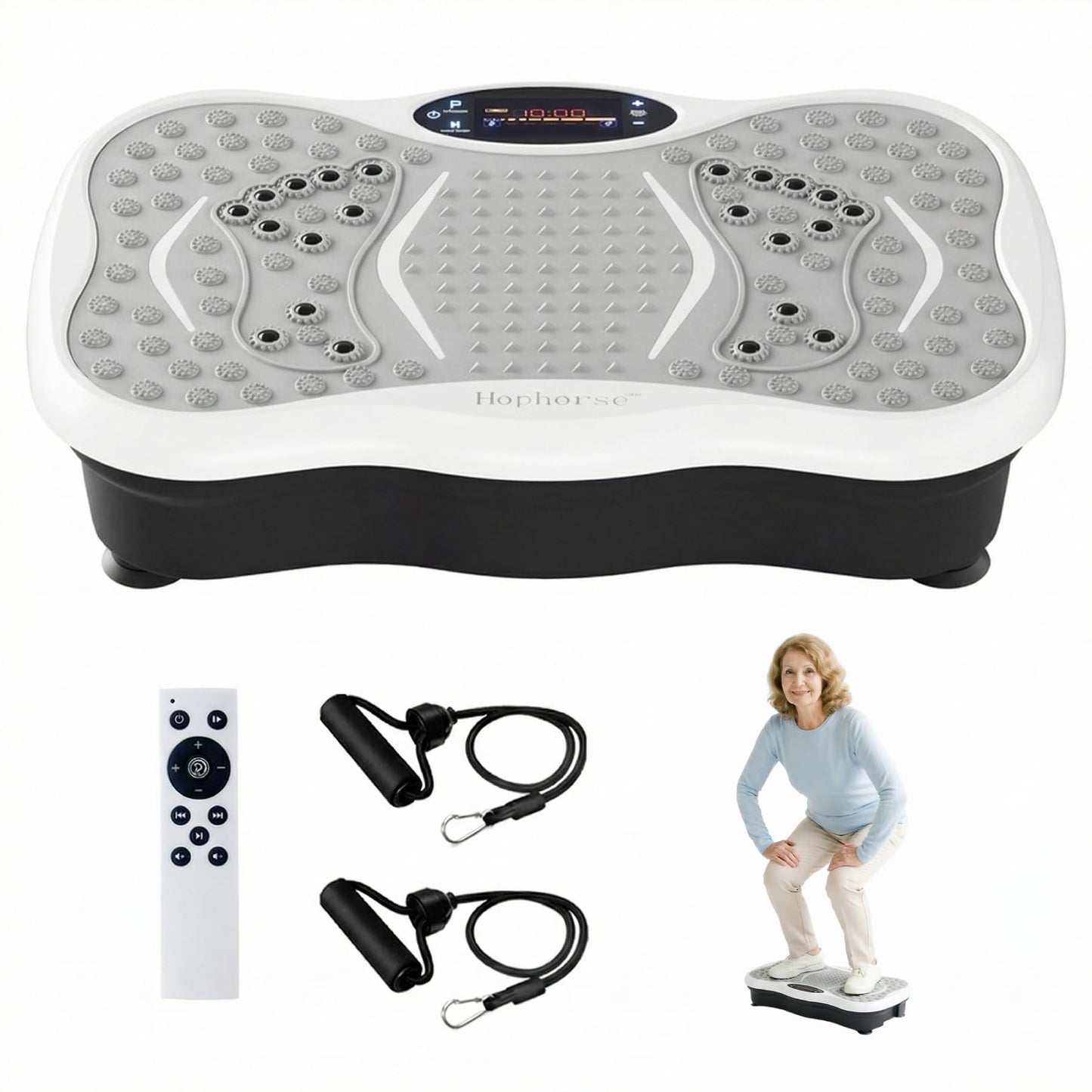 Vibration Plate Exercise Machine for Lymphatic Drainage, 180 Speeds Vibrating Fitness Platform for Full Body Workout and Weight Loss, 300 Lbs Capacity with Resistance Bands and Bluetooth for Women Men
