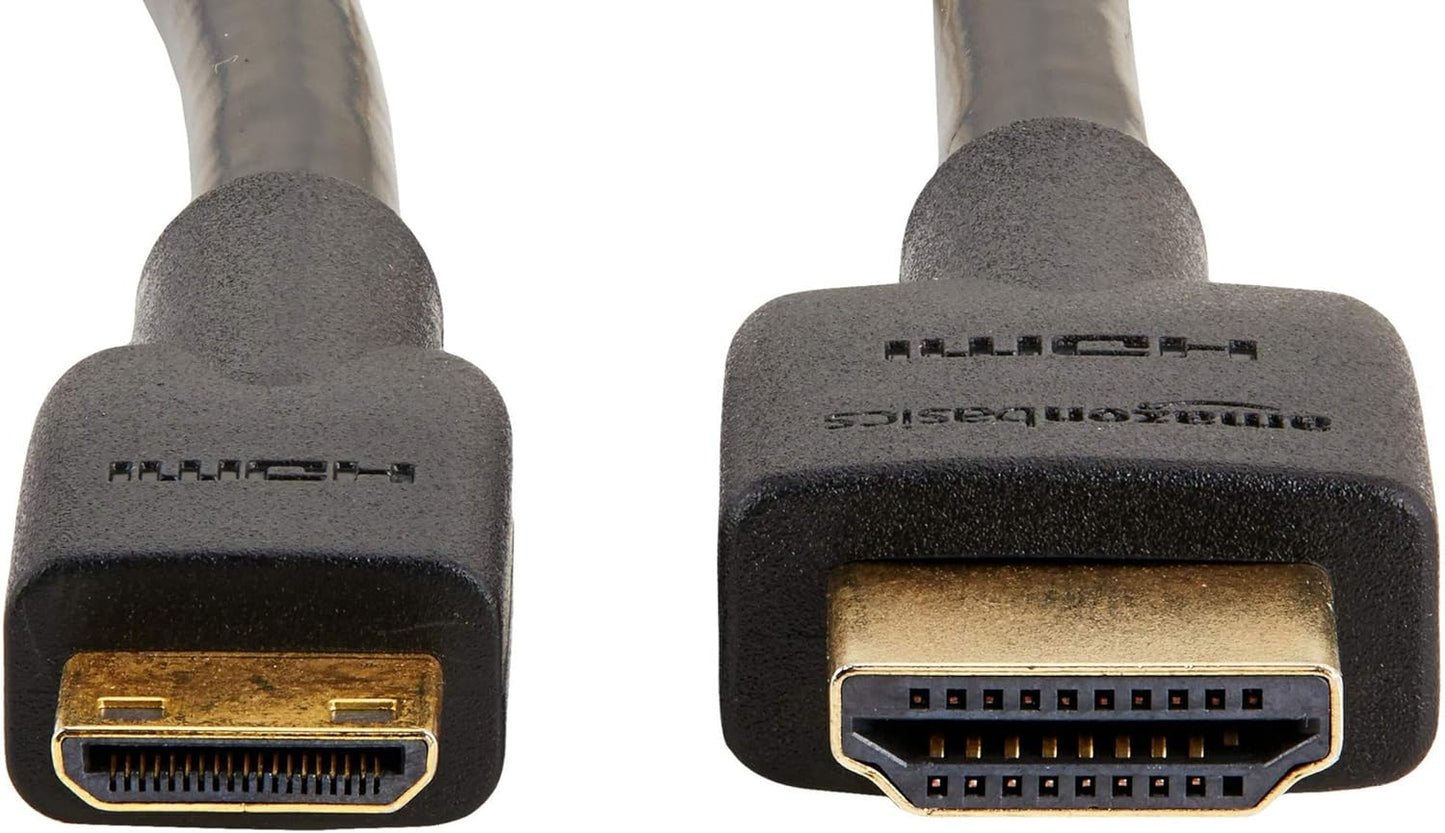 4K 1.8 Amazon Basics High Speed Mini HDMI to HDMI Cable for Camcorder, Video, m, Black