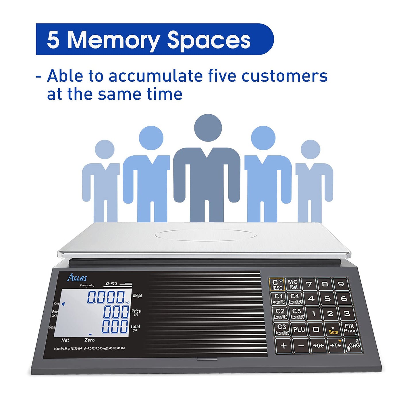 ACLAS Digital Price Computing Scale NTEP Certified Legal for Trade 30lbs 0.01lb Commercial Retail Scales w/LCD Dual Screen Displays for Food, Meat, Deli, Fruit Market Dry Cell Battery Powered