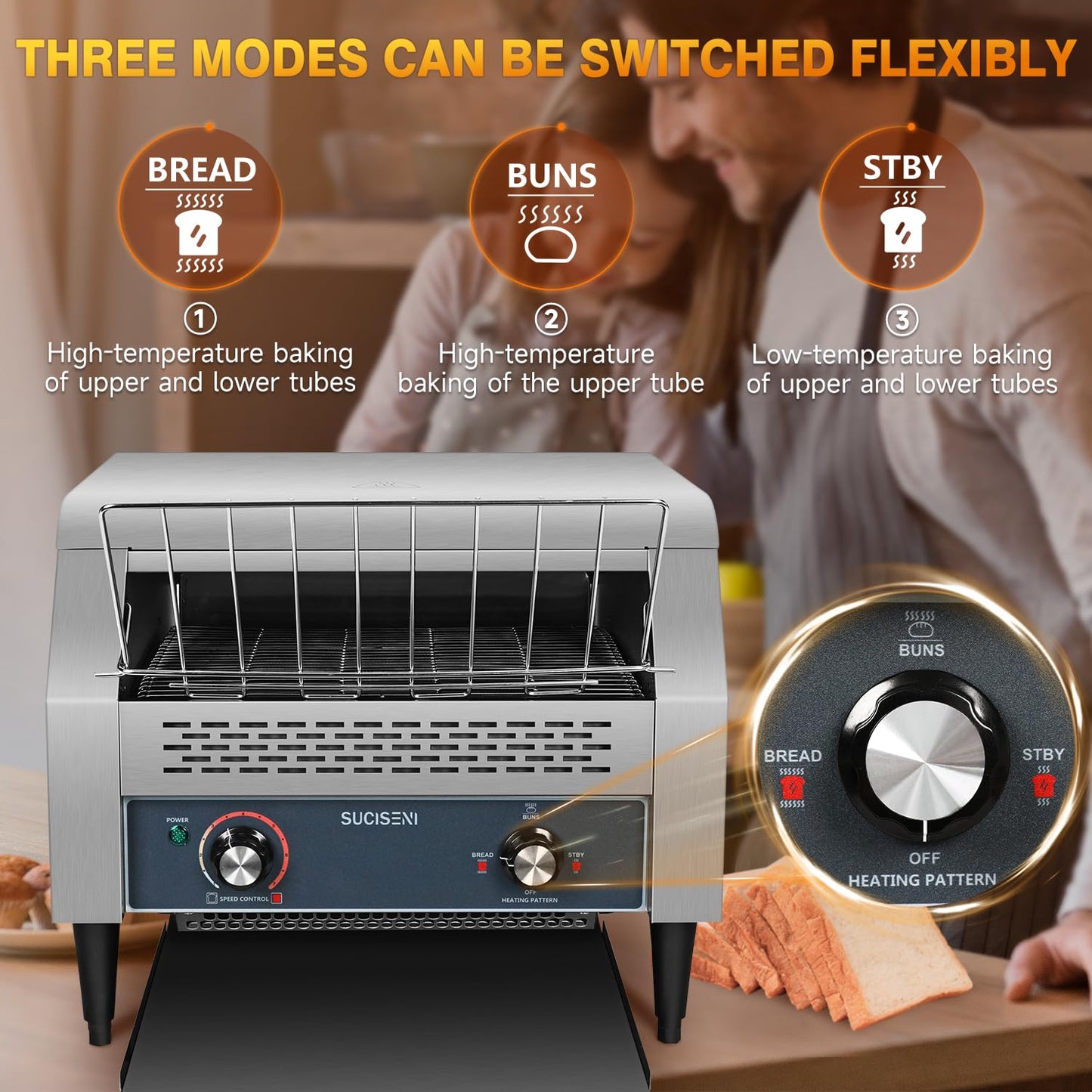 Commercial Conveyor Toaster 450 Slices/Hour Stainless Steel Toaster 2600W Heavy Duty Industrial Toasters Electric Oven with Dual Heating Tube for Bagel Bread Croissant Bakery Restaurant Cafe