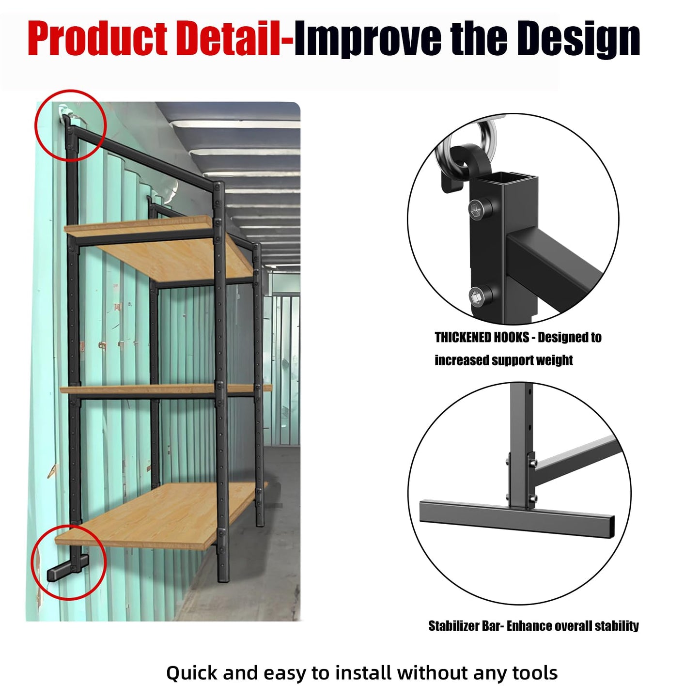 4 Pack Heavy-Duty Shipping Container Shelves with 57"(H) X 18"(W), DIY Adjustable 3-Tier Shipping Container Shelving Brackets, Shipping Container Accessories Universal