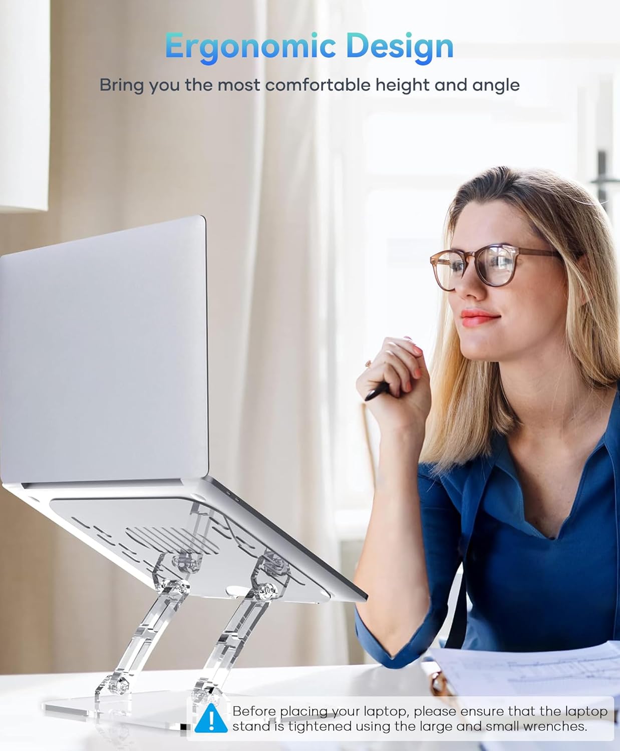Lpoake 10 15.6 Inches Adjustable Foldable Laptop Stand, Portable Ergonomic Computer Stand for Laptop, Compatible