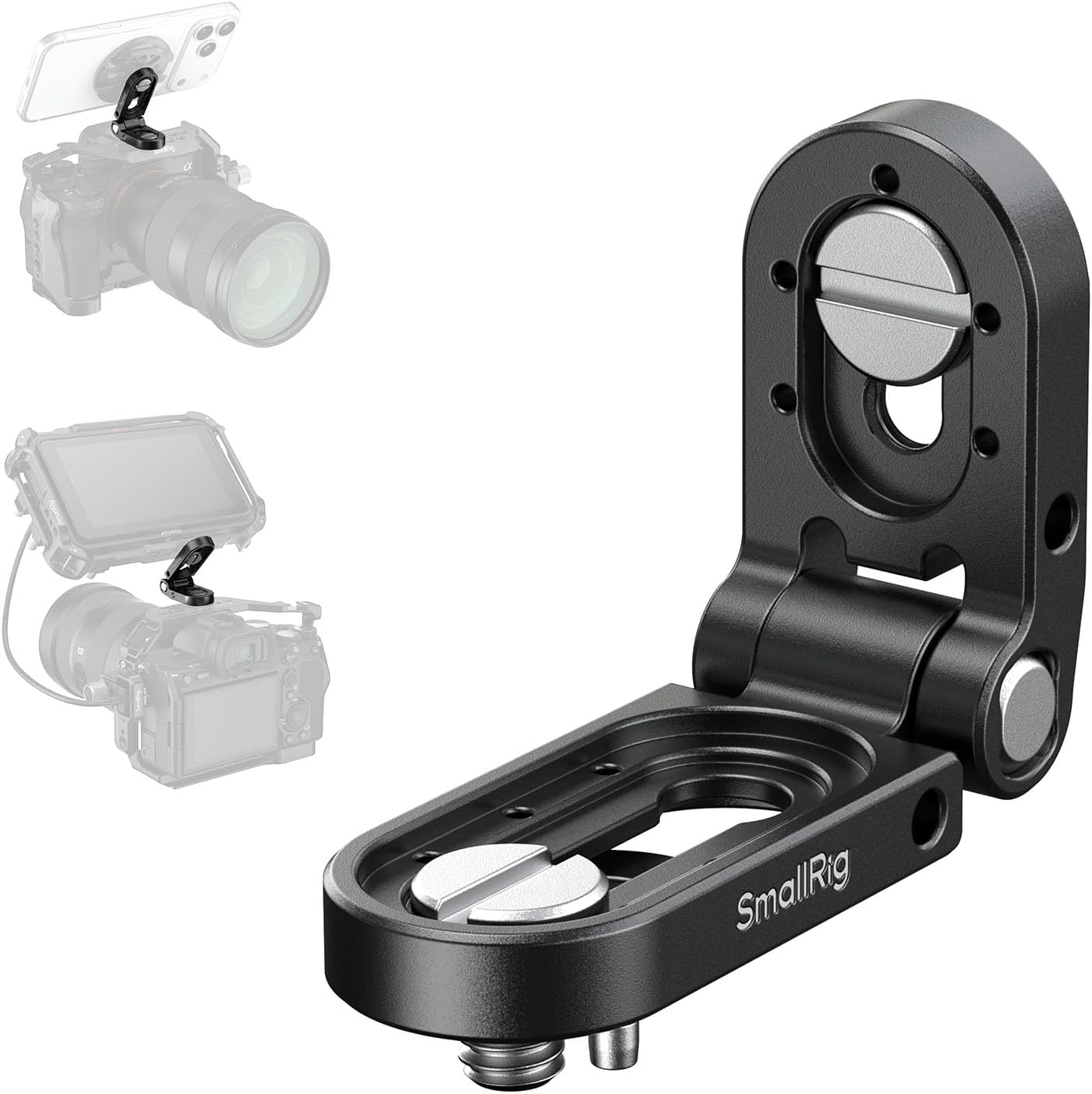 SMALLRIG 1/4''-20 1.2 (2.6 lbs), MD5712 Foldable Mini L-Shaped Mount Plate, Mounting Bracket Adapter with Screw