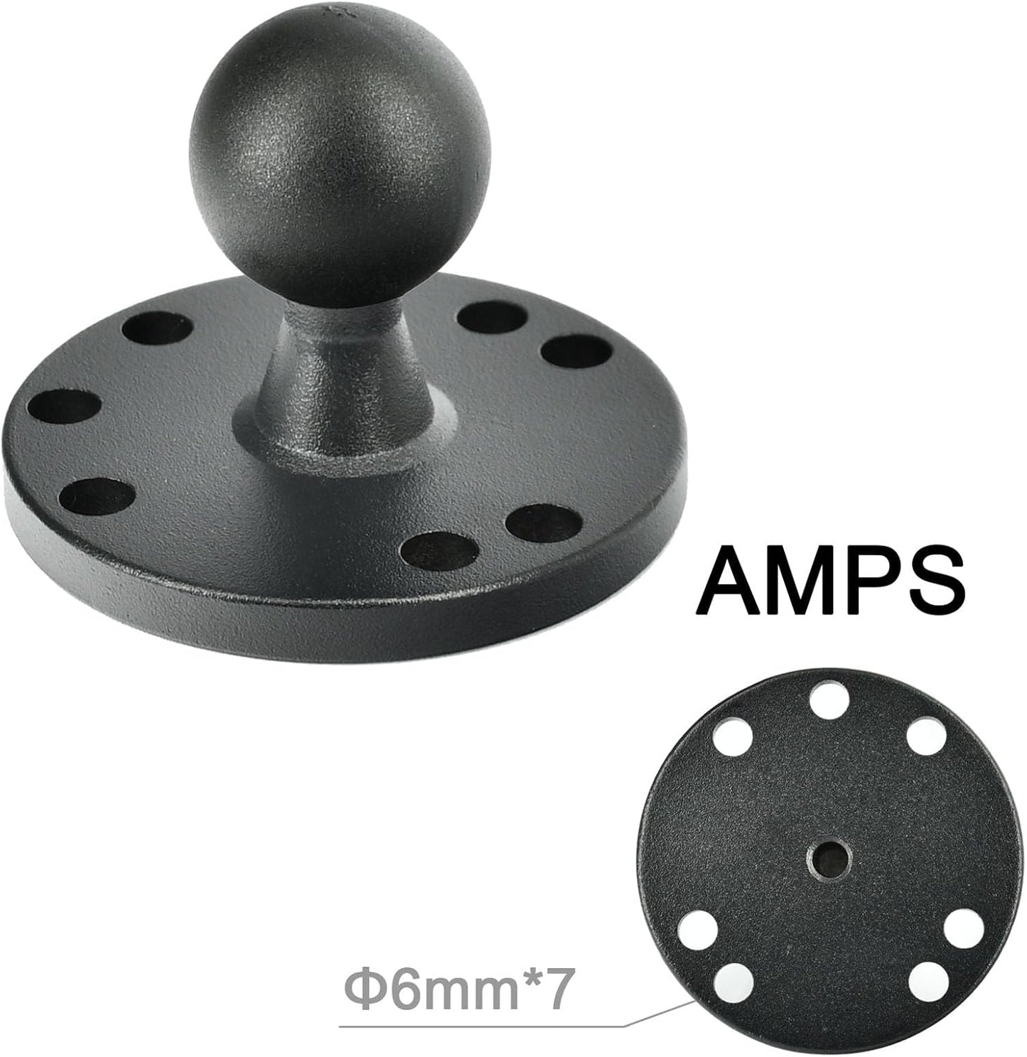 VAUBORTTI 1-Inch Aluminum Ball Mount with Diamond and Round Base, AMPS Hole Pattern for Car Boat Dash Mounting