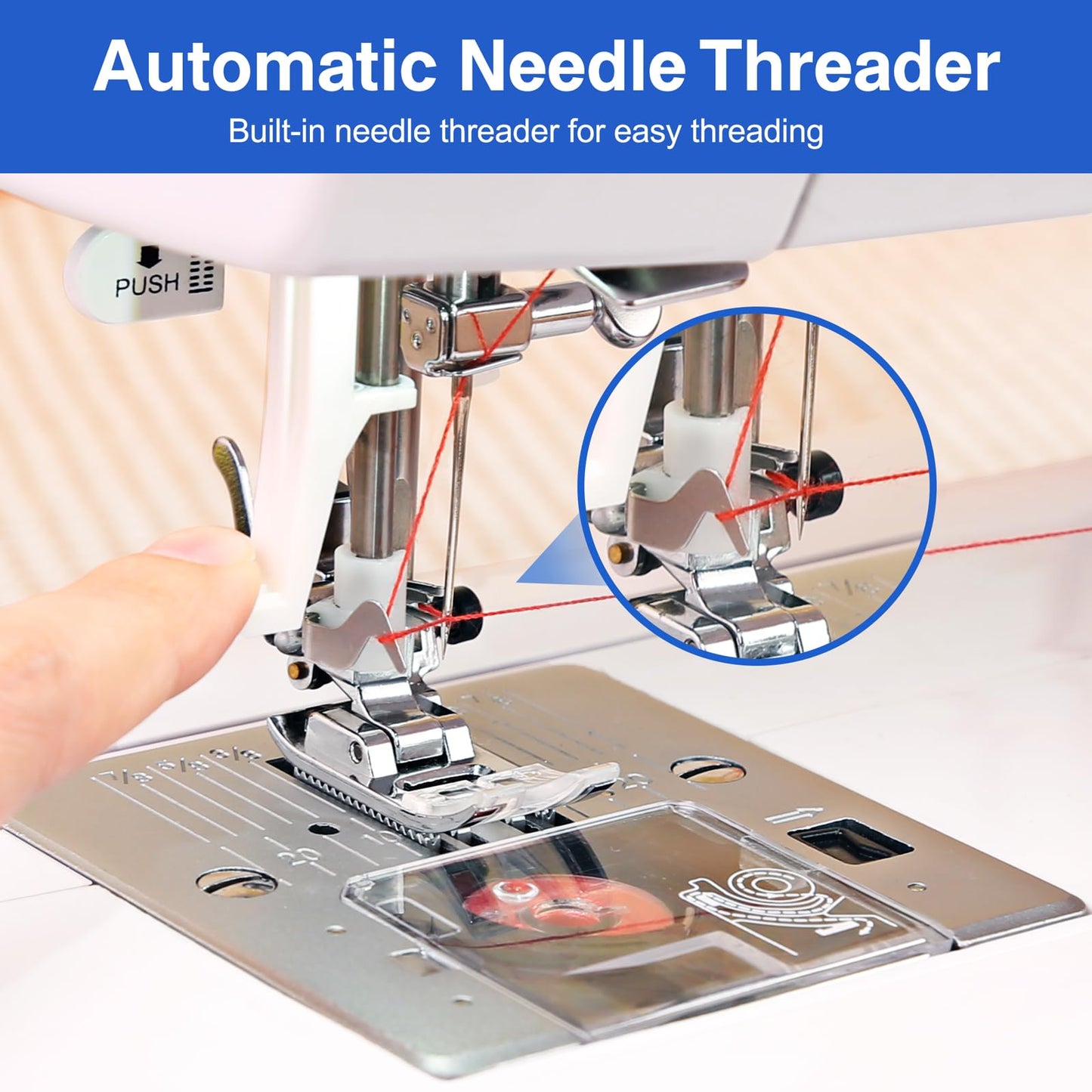 FEIYUE FY600 Electronic Sewing Machine for Beginners, 146 Built-in Stitches, LCD Display, Automatic Needle Threader, Adjustable Speed, Free Arm, 100-240V 70W