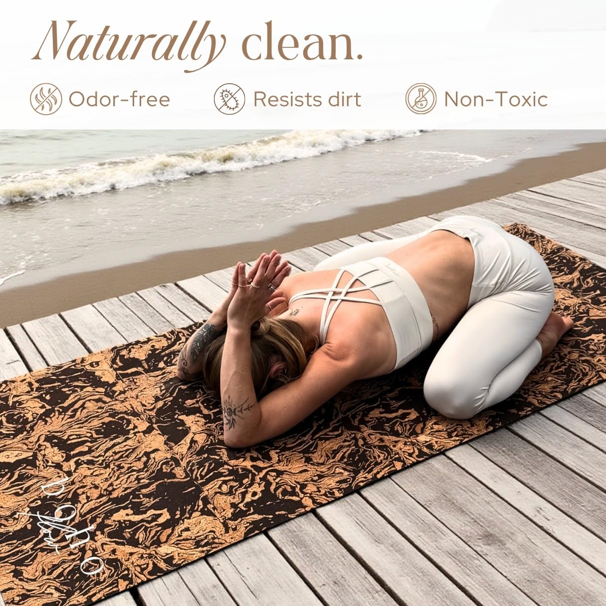 Boho Flow Deluxe Cork Yoga Mat | Caffè Core - Coffee Cork Edition | Eco-Luxury Coffee-Infused Cork Surface, Natural Tree Rubber Base & Signature Handmade Boho Macramé Bag