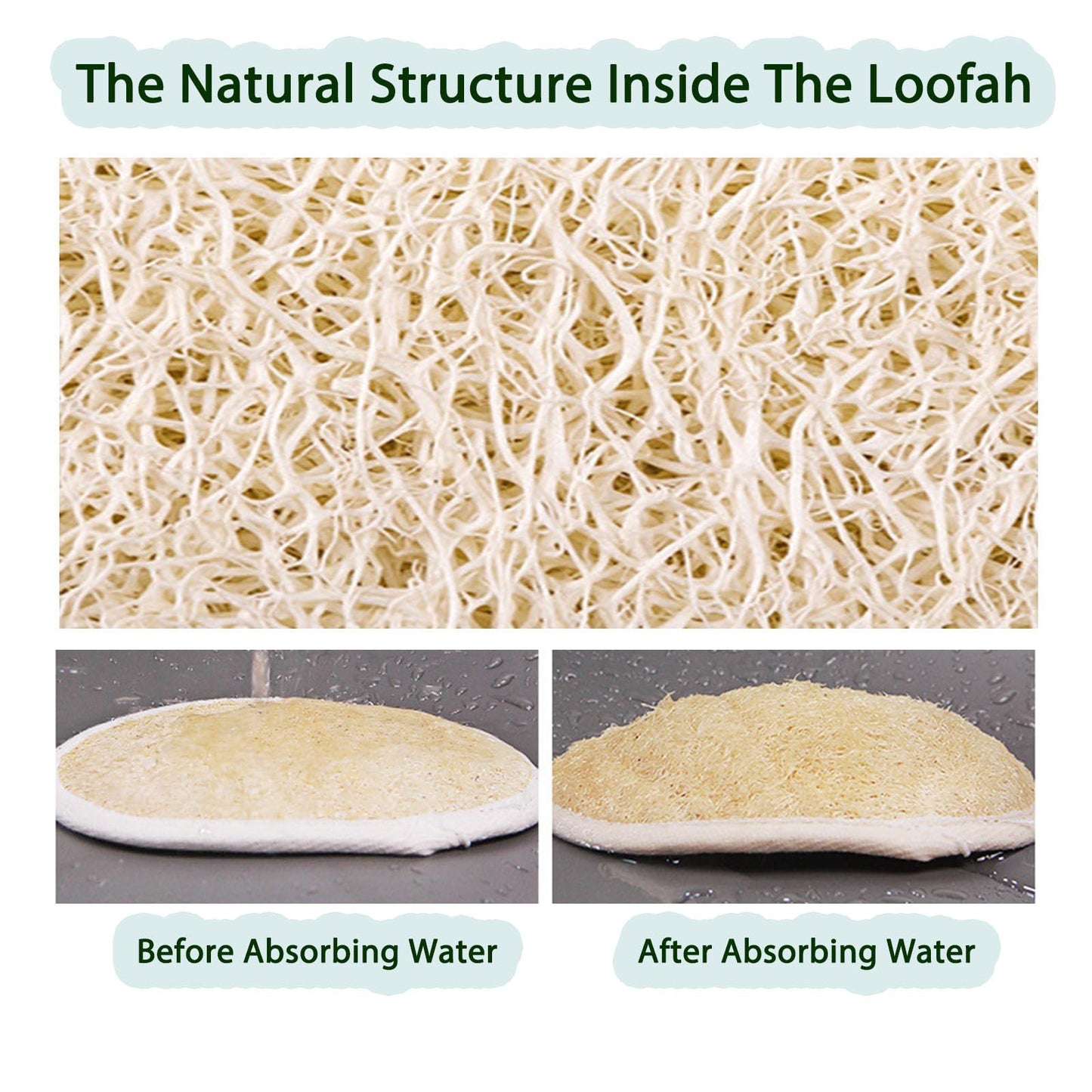 JouiiSiYa Natural Loofah Back Scrubber for Shower for Men and Women, Exfoliating Loofah Sponge with Soap Saver (2Pads+1Bag)
