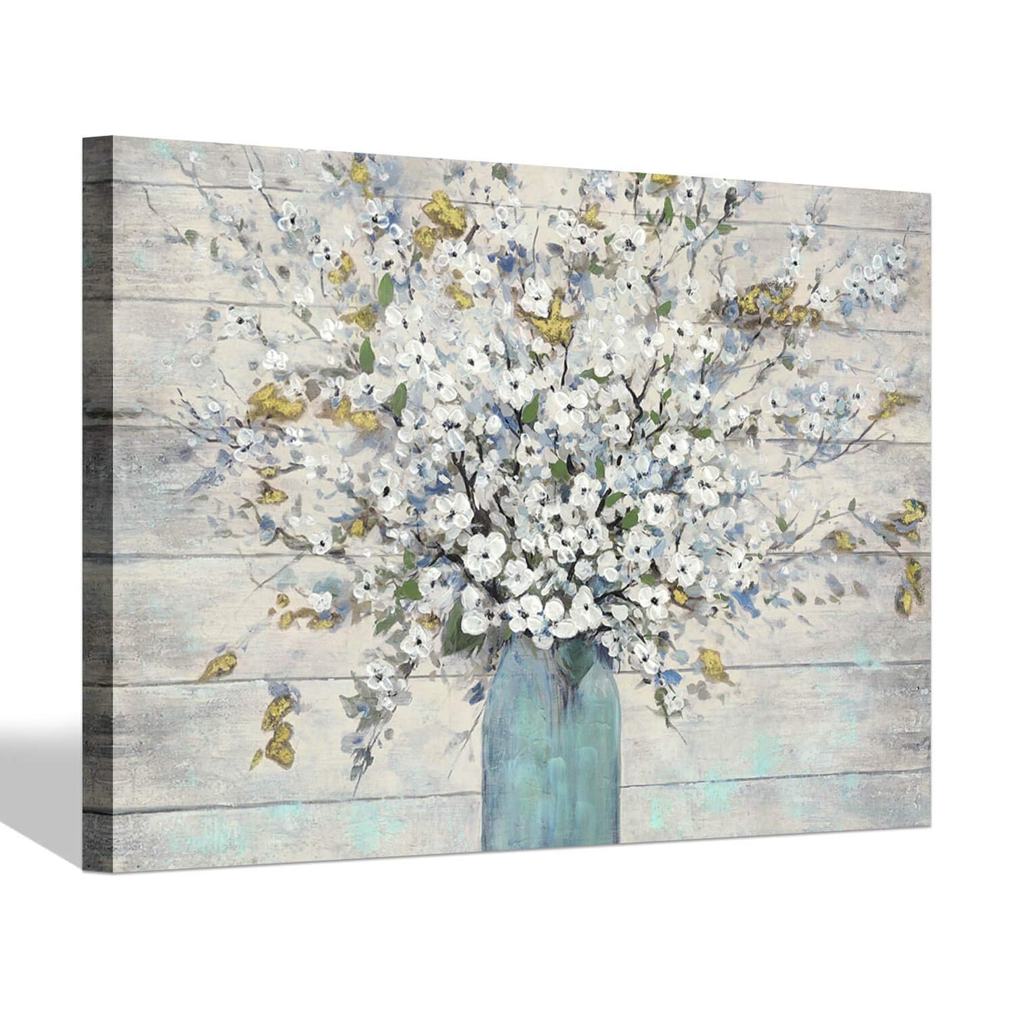 SD SOFT DANCE Abstract Flower Canvas Wall Art - Floral Bouquet in Vase Picture with Gold Foil Accent, Botanical Painting Decor for Living Room Bedroom, Modern Farmhouse Artwork Ready to Hang, 36"x24"