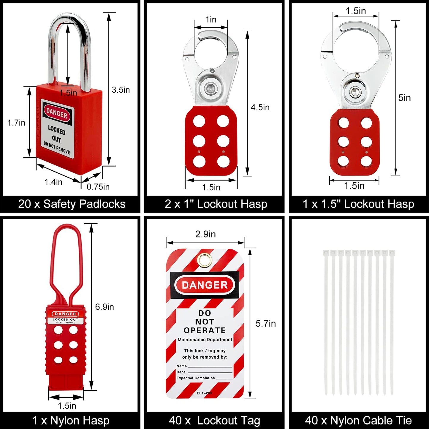 SAFBY Lockout Tagout Station Metal Kit with Lock Out Tag Out Loto 4 Hasps,40 Tags,20 Locks with Number 1-20 (Big Metal Station)
