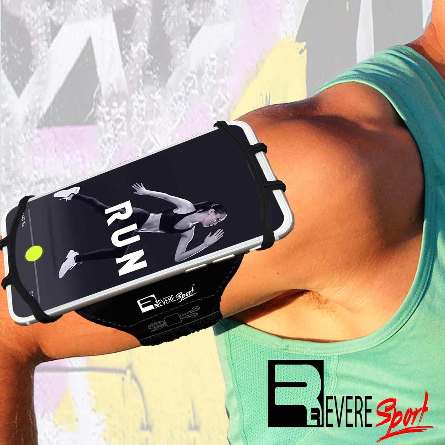 RevereSport Universal iPhone Running Armband (17/16/15/14/13/12/11/10/X/XR/SE/Air/Plus/Max/Pro). Phone Holder Case