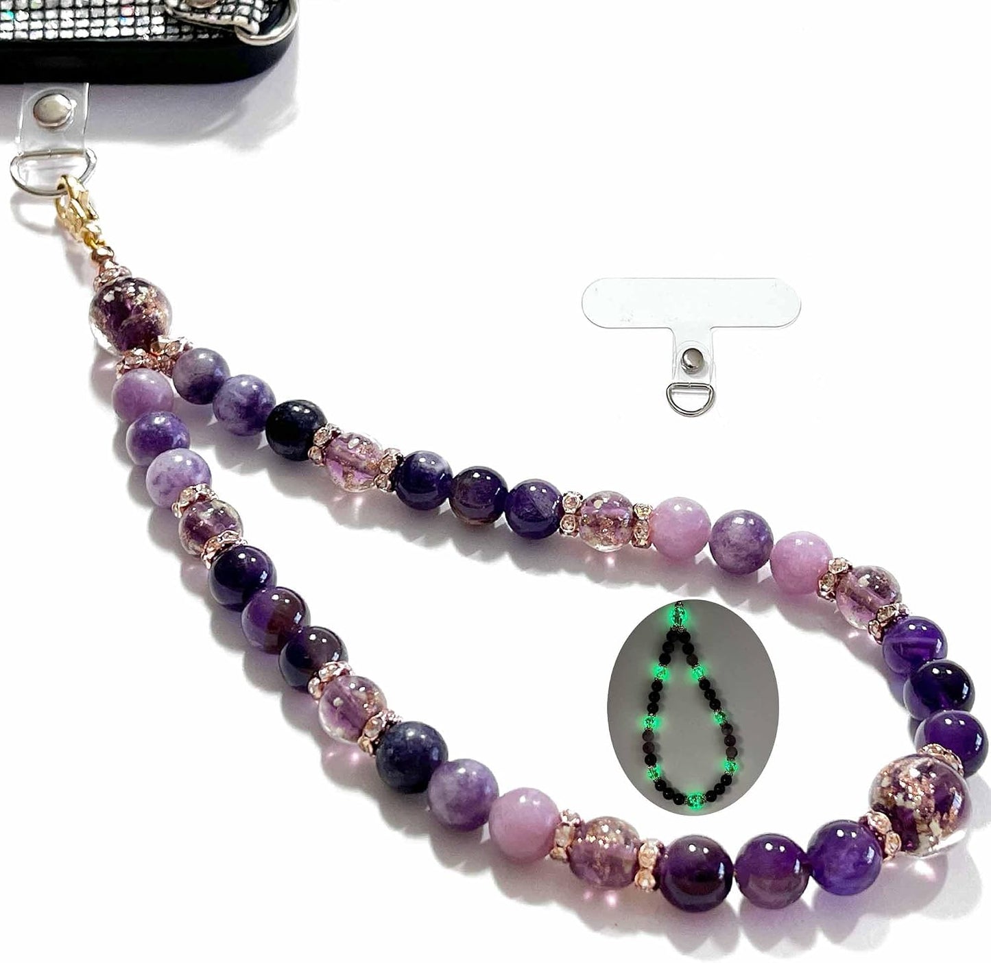 ARTSY CRAFTS INC Glow in The Dark Firefly Beads Phone Wrist Strap, CellPhone wrist lanyard Charm Wristlet Bracelet