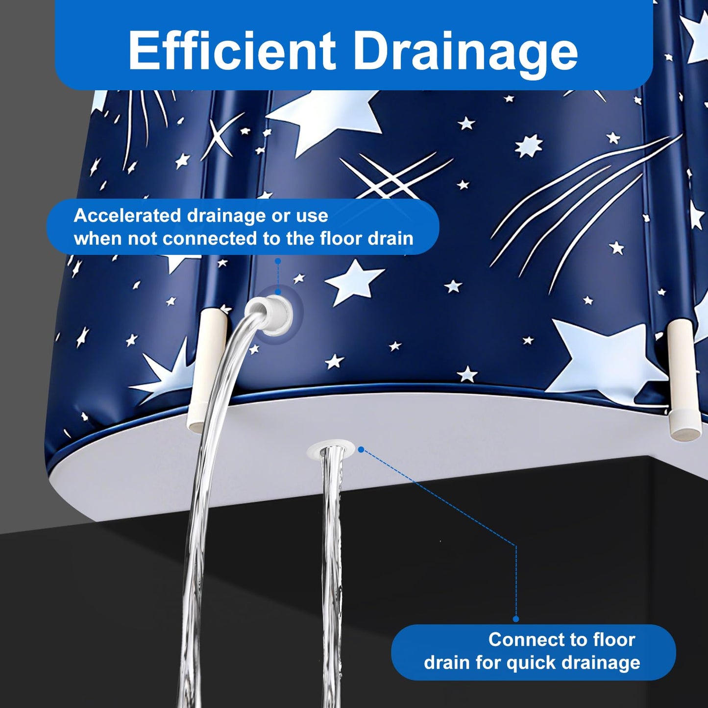 STARBRILLIANT Portable Foldable Bathtub, Collapsible Adult Bath Tub for Hot SPA and Ice Bath, Space-Saving Storage, Durable PVC Material (Starry Sky B, 27inch)