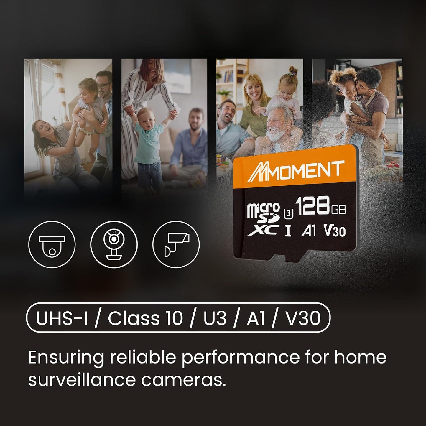 MMOMENT 128GB A1, U3, V30, Class10 95 60 Micro SDXC Card, UHS-I, Compatible, Read Speed Up to MB/s,Write Speed Up