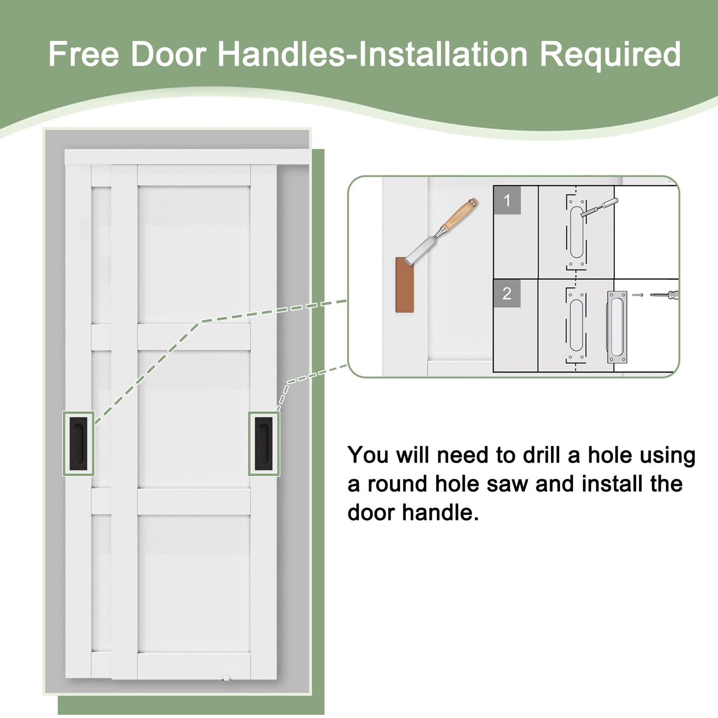 Bypass Solid Core Sliding Closet Door 48x80, Double Closet Panels with Hardware & Fascia, Interior Sliding Door with Effective Sound Reduction, No Assembly Required Panels