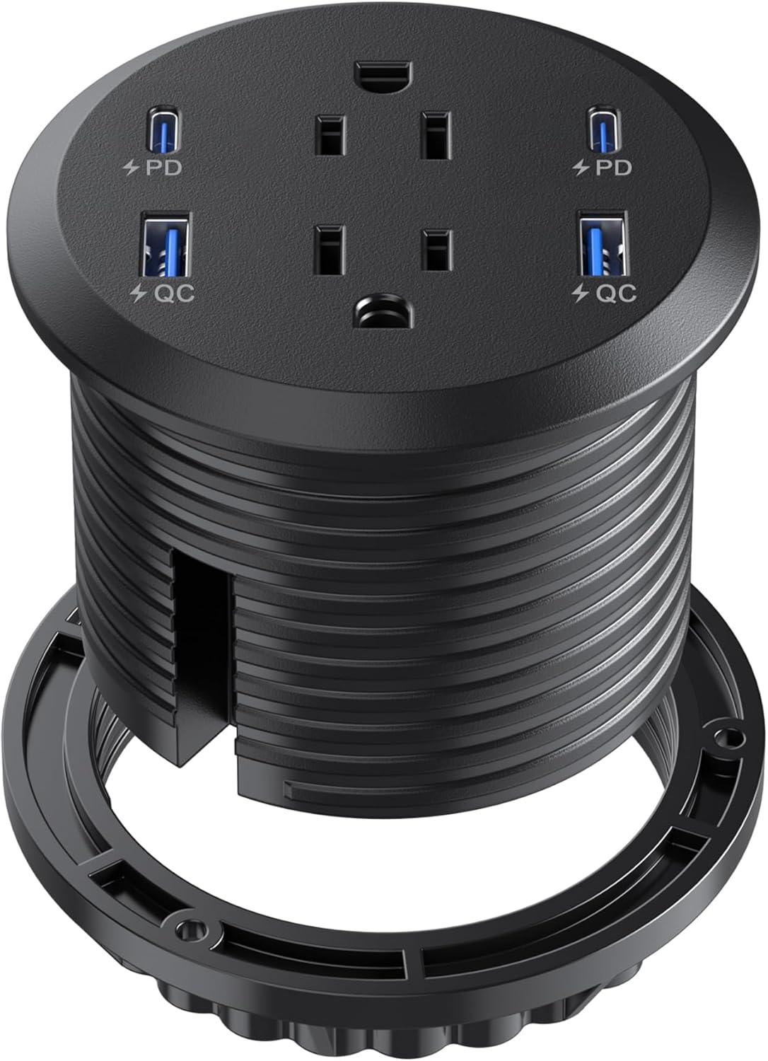 Jgstkcity Grommet, 65W 3inch Hole,2 Outlets,4 Countertop 65W Desktop Power USB C Fast Charging Port, Flush Mount