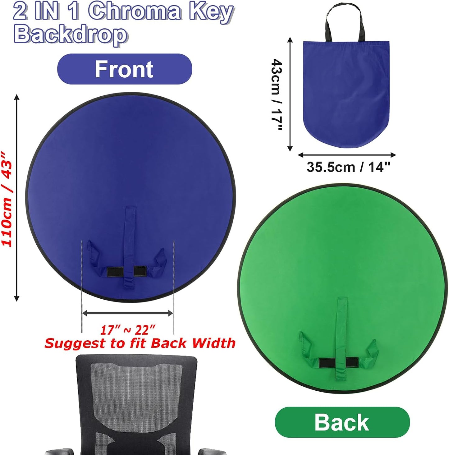 Cosmos 1 43 110 cm Pc Blue Screen Backdrop in / Diameter Foldable Portable Photography Background Green Screen Chroma