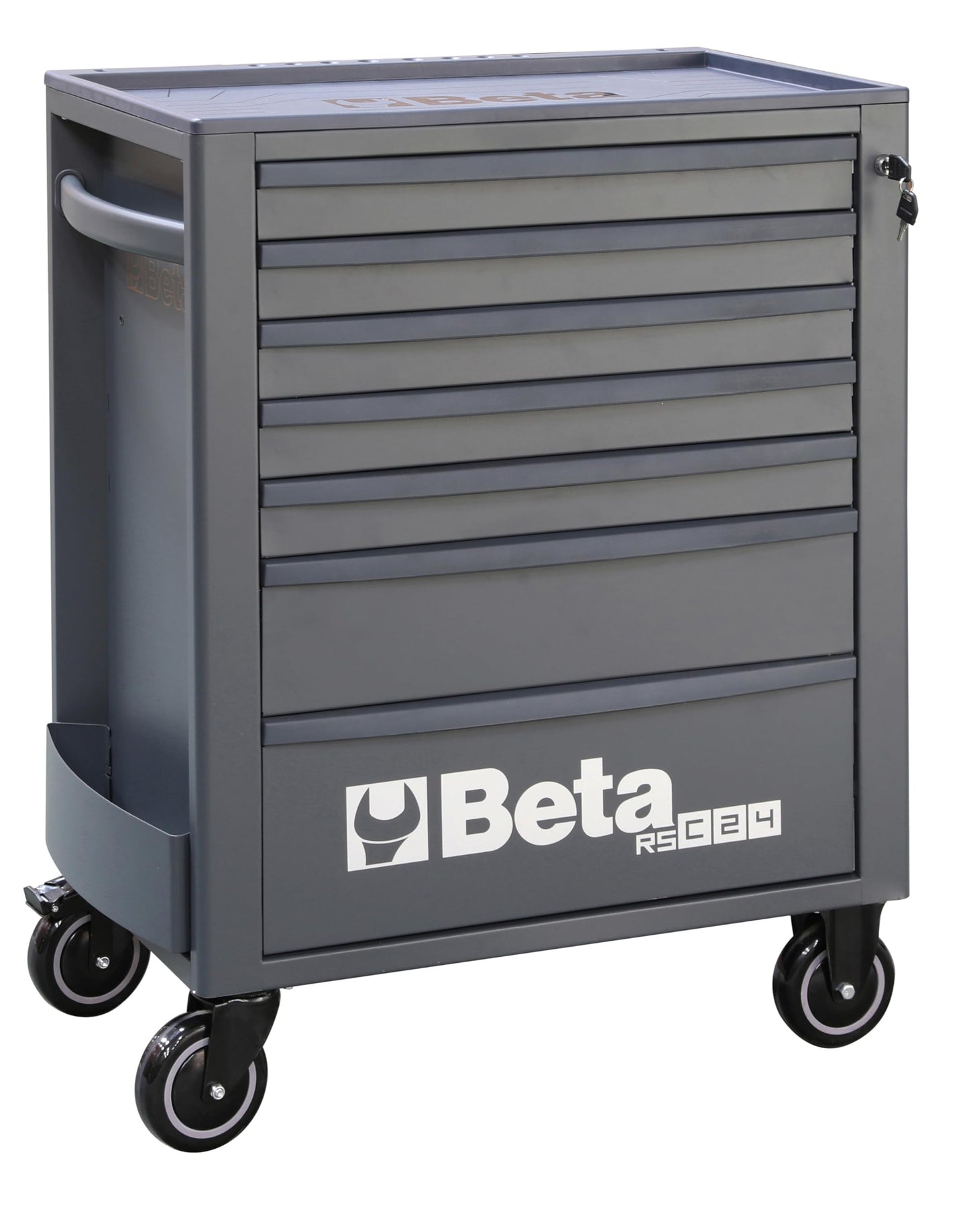 Beta RSC24 Gray 7 Drawer Heavy Duty Rolling Tool Cabinet | Mobile Steel Tool Chest with Ball Bearing Slides | 1760 lbs Load Capacity | 5" Casters | Lockable Portable Toolbox | Made in Italy