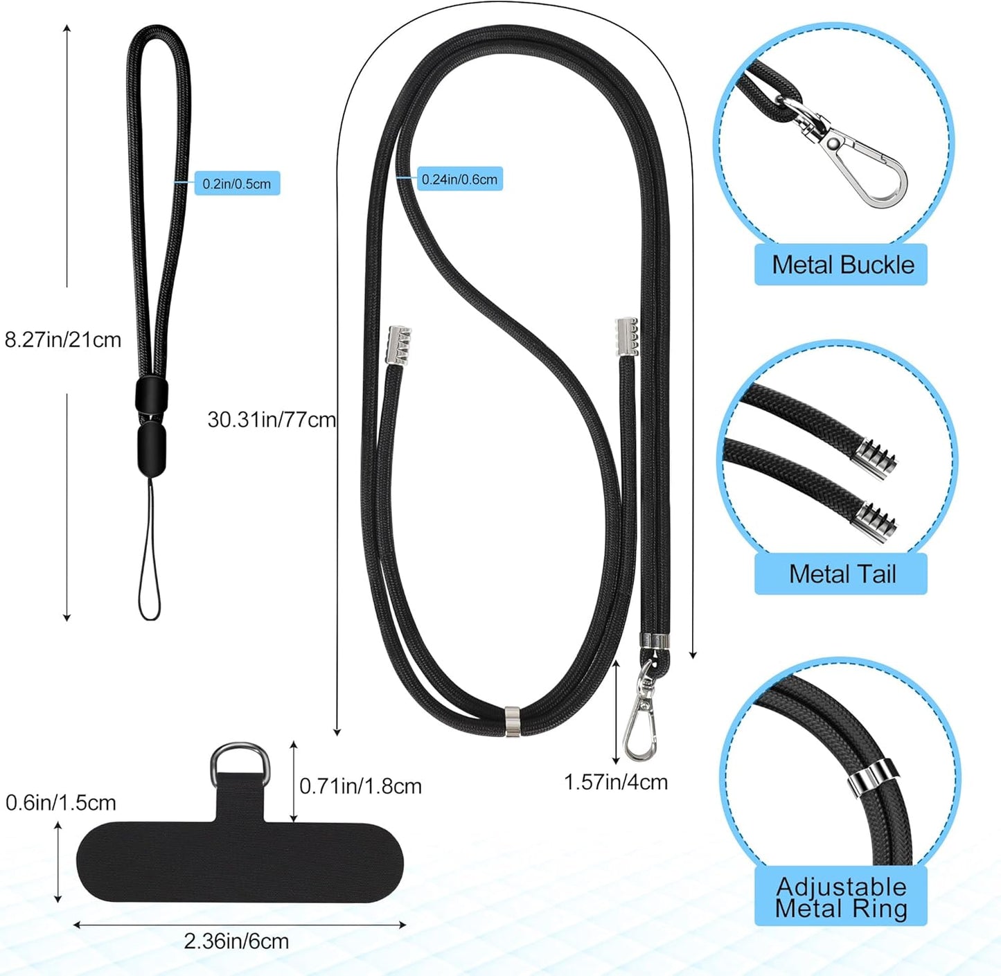 2 Pack 2 Pack 2 takyu Phone Lanyard, Adjustable Cell Phone Lanyard Crossbody Neck Strap & Phone Wrist Strap with Pcs
