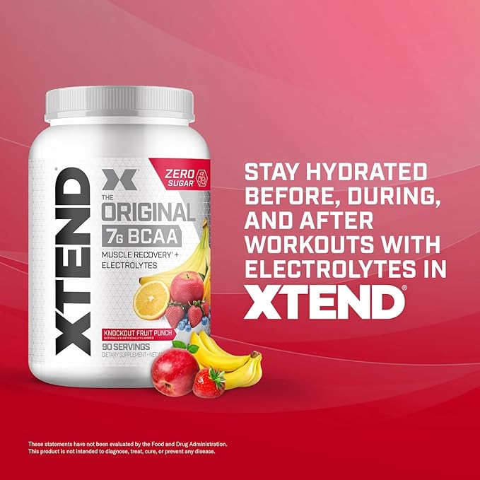 Original BCAA Powder Knockout Fruit Punch | Sugar Free Post Workout Muscle Recovery Drink with Amino Acids | 7g BCAAs for Men & Women | 90 Servings