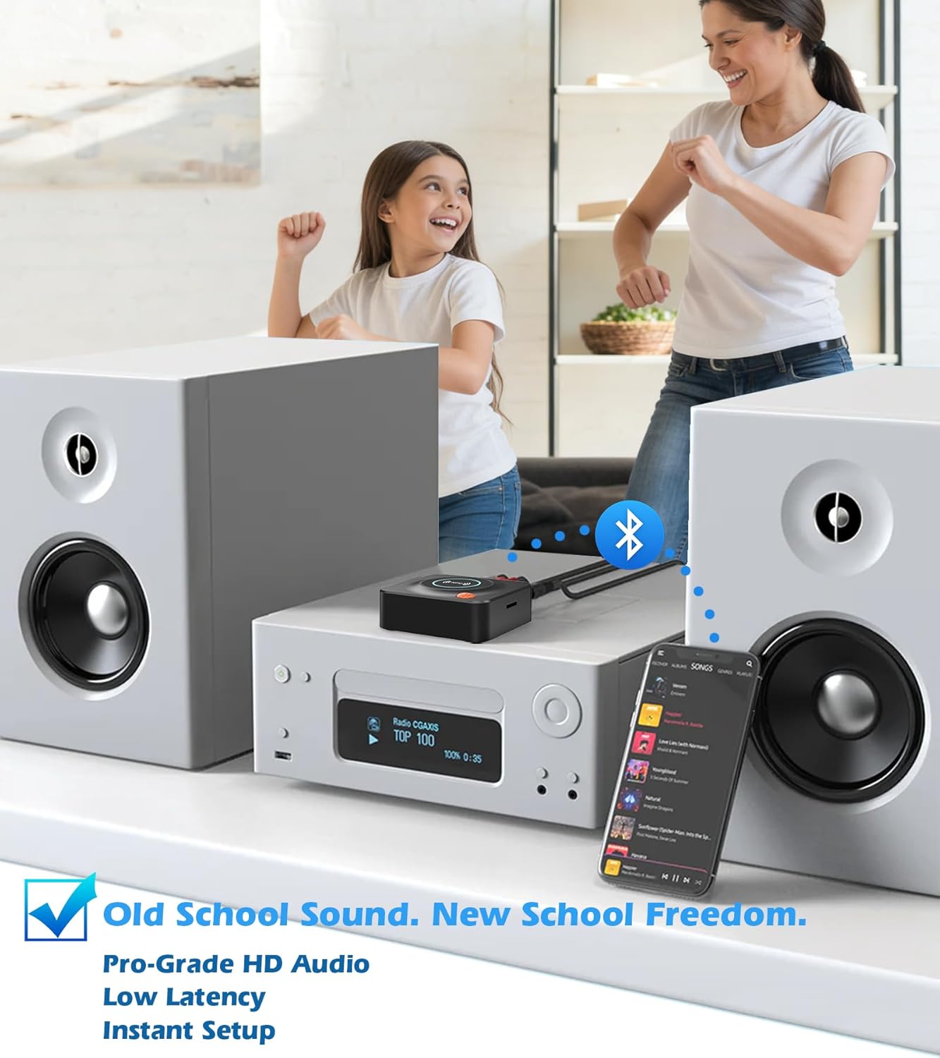 KAIY Bluetooth Receiver for Home Stereo, AUX RCA to Bluetooth Adapter for Old Speakers, NFC Wireless Audio Receiver