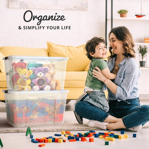 Lifetime Appliance Parts 54 Qt. Clear Plastic Storage Bin Tote - Ultra Durable Lid & Secure Latching Buckles