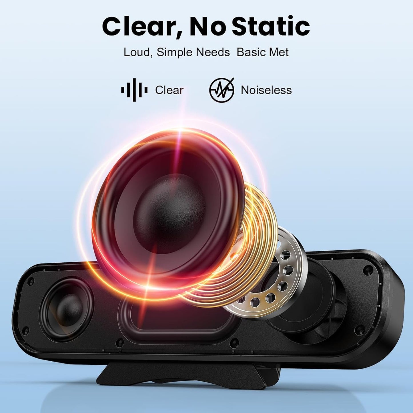Cirqon Computer Speakers for Desktop PC, Easy Volume Knob, Sturdy Clamp, Basic Sound, Laptop Speakers with Compact