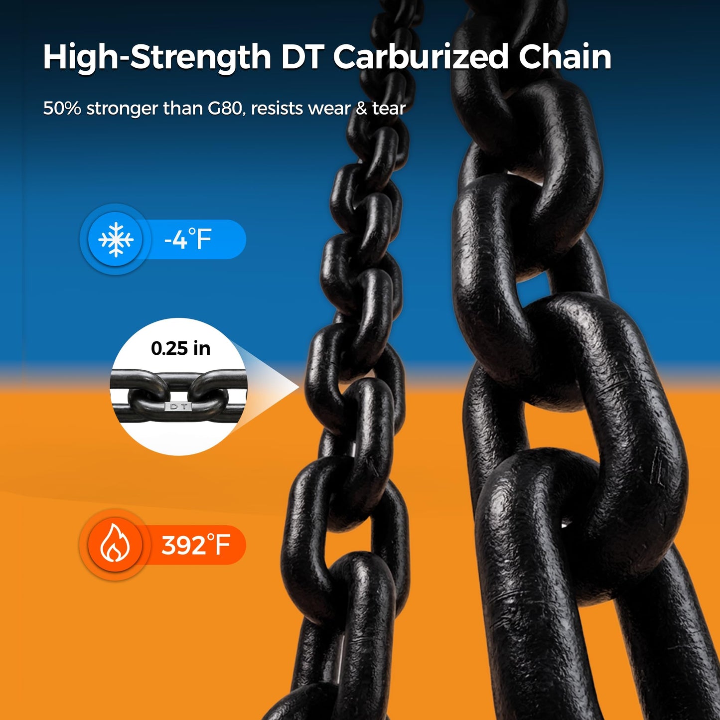 CAMMOO Electric Chain Hoist, 2200 lbs Load, 20 ft Lifting Height, Extended 492 ft Wireless & 20 ft Wired Remote Control, Brushless Copper Motor, DT Carburized Chain, IP65 for Warehouse, Construction