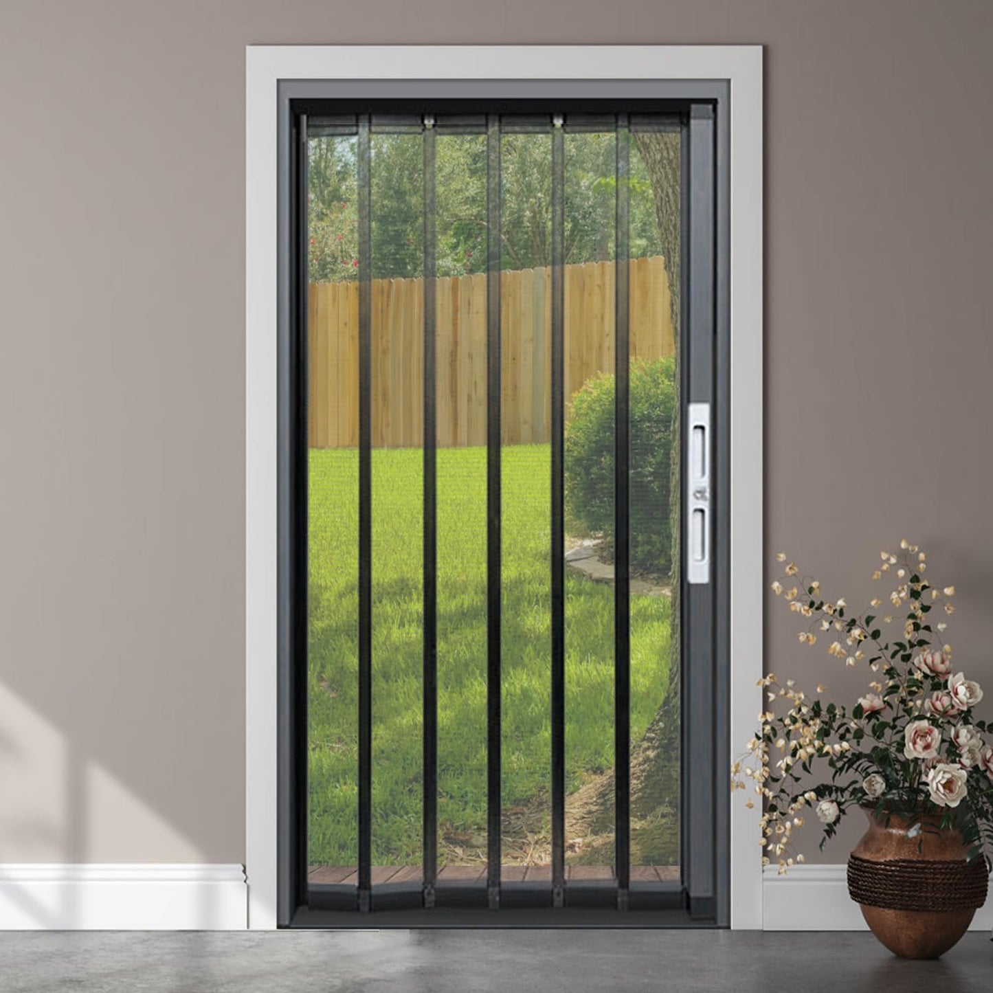 Vintarova Heavy-Duty Retractable Screen Door，Folding Door with Aluminum Frame and Durable Mesh, Keeps Bugs Out, Customize Size for Any Opening (Grey