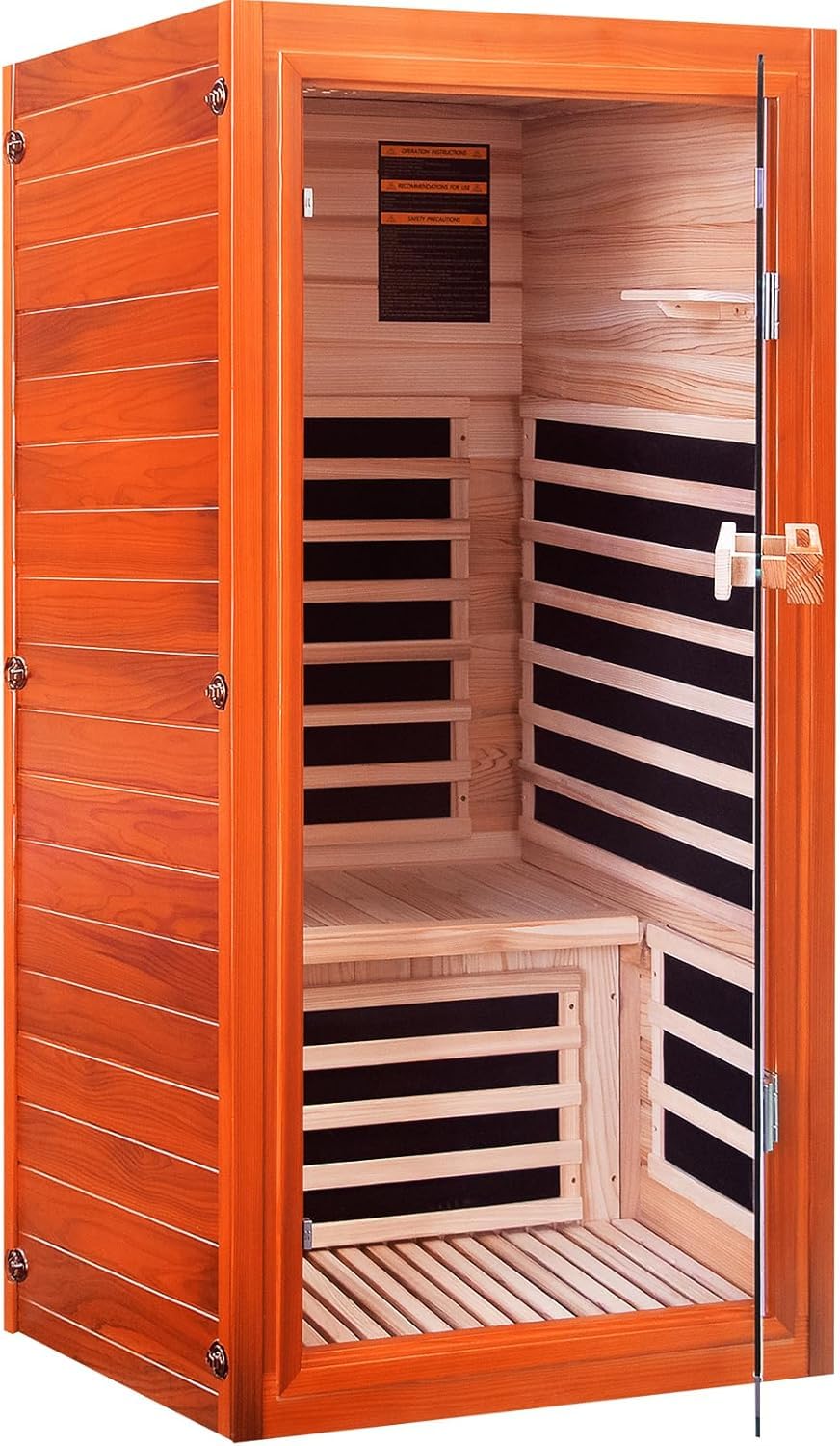 Infrared Sauna, Far Infrared Saunas for Home, Low EMF 1 Person Sauna Indoor Sauna Room Dry Sauna with Bluetooth Speakers 7 Color Light Therapy Fast Heating Easy Assembly 1065W/110V 31.5*31.5*63 IN