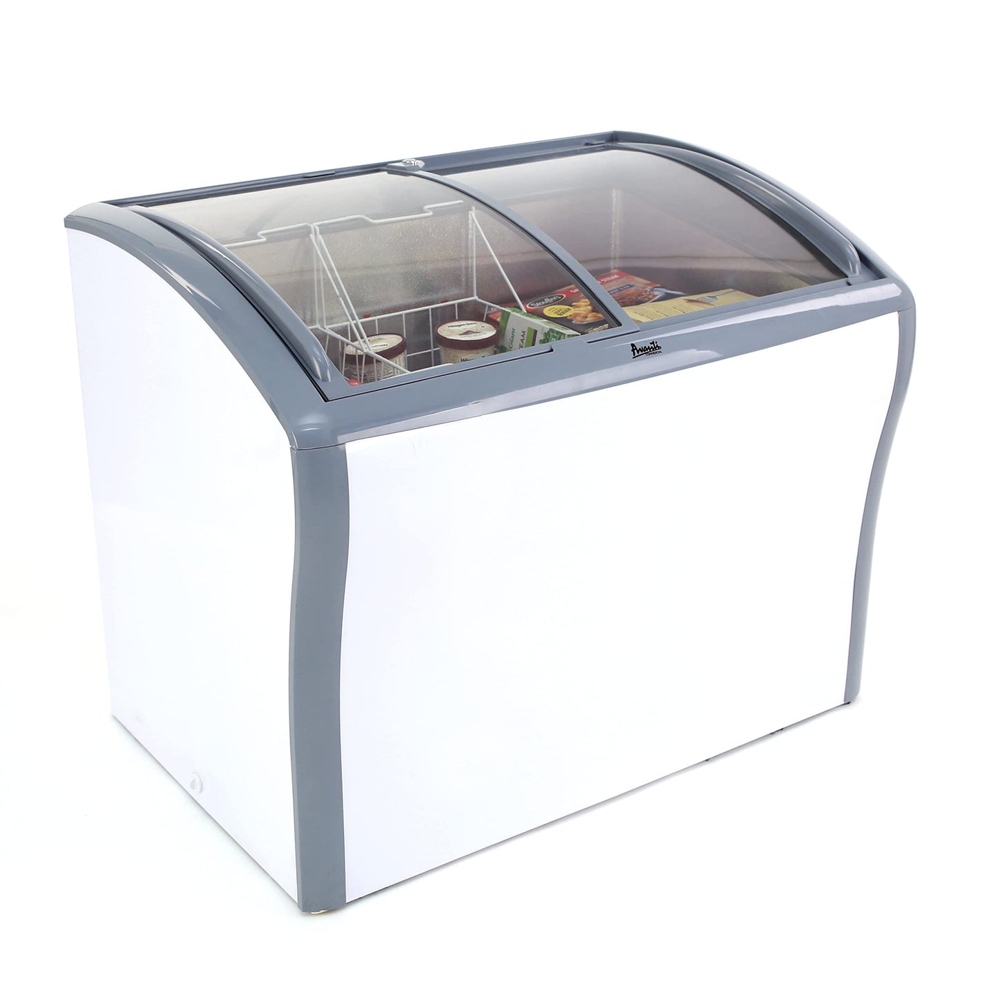 Avanti Commercial Convertible Refrigerator/Freezer/Beverage Cooler with Sliding Glass Display Doors with Storage Baskets, Adjustable Temperature Control and Defrost Drain, 9.5-Cu.Ft., White