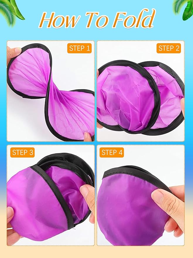 Gejoy Foldable Flying Disc Fans Bulk with Bags 9.8 Inch DIY Sublimation Handheld Cooling Fan Beach Flying Disc for Summer Outdoor Games Activities Birthday Wedding Party Favors
