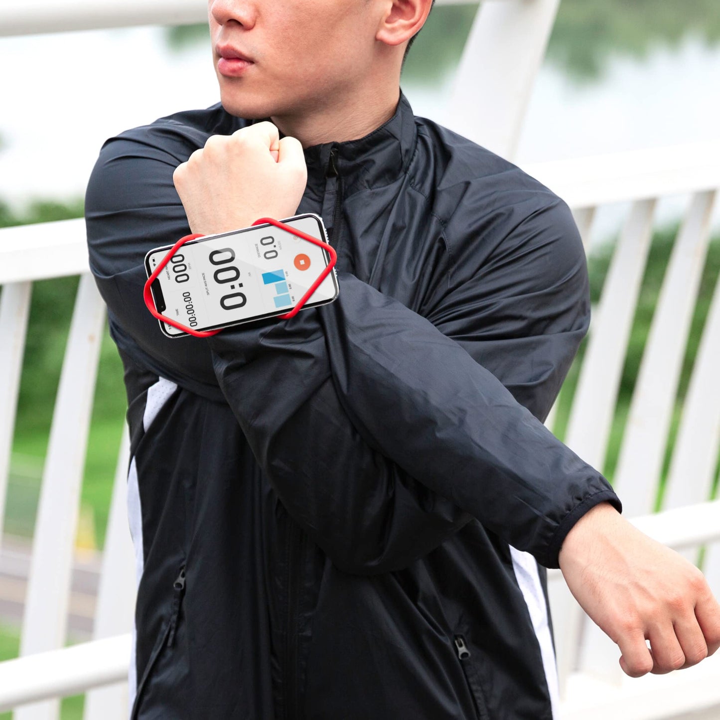 BONE Run Tie Handheld 2, Running Cell Phone Holder, 2-in-1 Handheld/Wristband Design, Adjustable & Skin-Friendly Silicone Strap for Workout, Sport Phone Carrier for Most Smartphone (Morandi Blue)