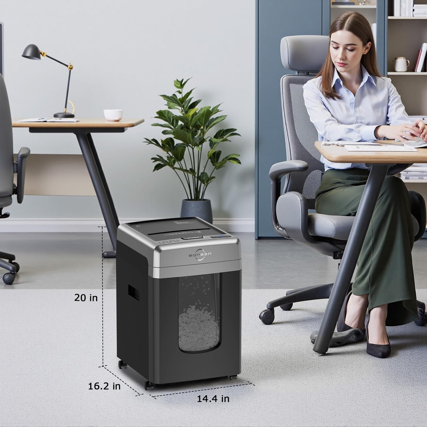 BONSEN 300-Sheet Auto Feed Paper Shredder, 60 Minutes Non-Stop Commercial Grade Heavy Duty Shredders for Office, 8.1 Gallon Micro Cut Document Shredder, P-4 Security Level,58dB Super Quiet