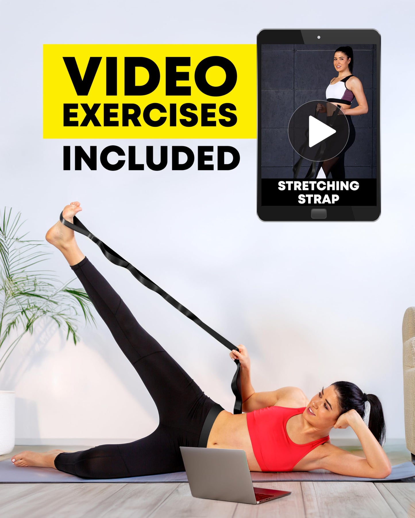 Ctrl Sports Stretching Strap Non Elastic Yoga Strap with Loops - Stretching Band for Physical Therapy, Stretch Bands for Exercise and Flexibility - Stretch Strap with 10 Loops, Hamstring & Leg Stretcher Strap