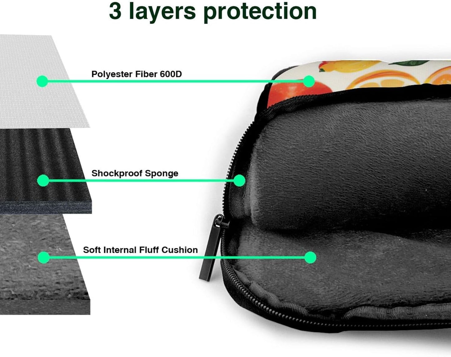 JIPOFD citrus fruit pattern Print Structured Laptop Bag Oxford Cloth Briefcase Padded Shoulder Case with Front Pockets