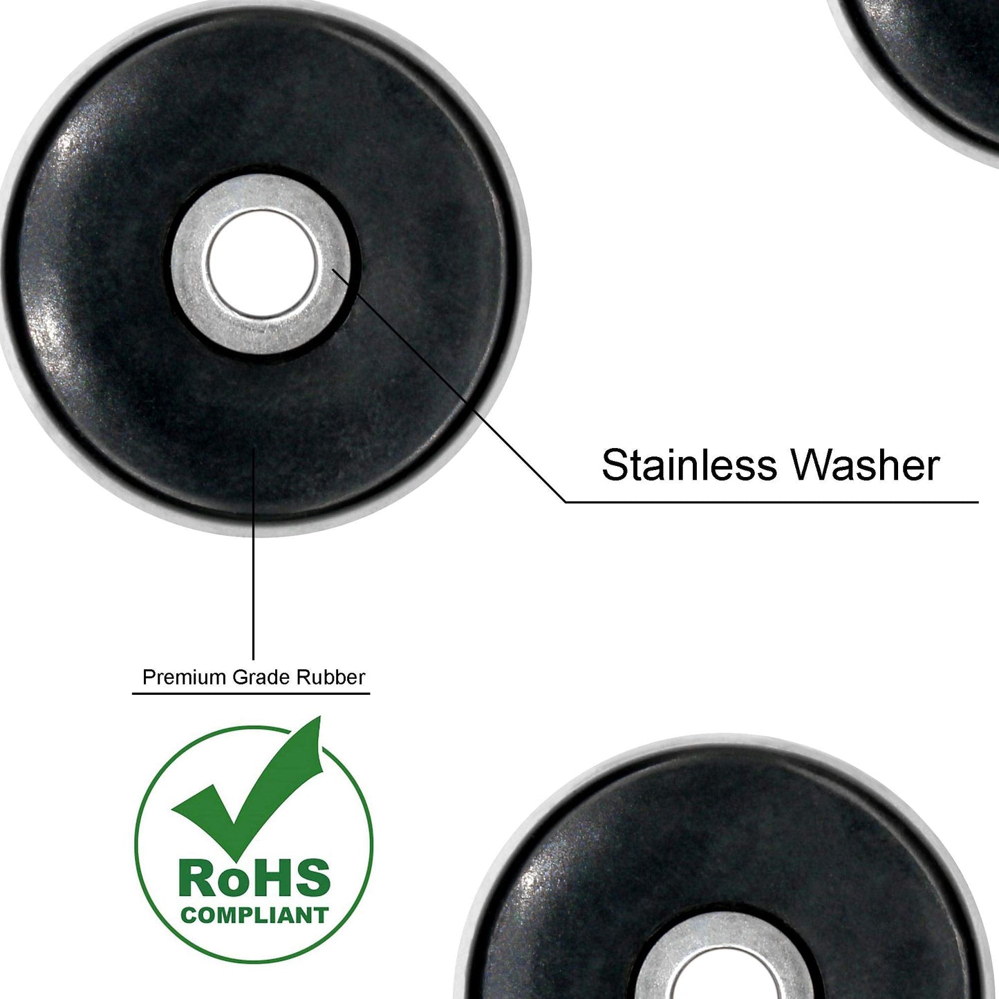 Rubber Cutting Board Feet with Stainless Washer and Screws, 1 inch Black Round Rubber Feet, Non Slip Bumper Pads for Furniture, Electronics & Application,20 Pack