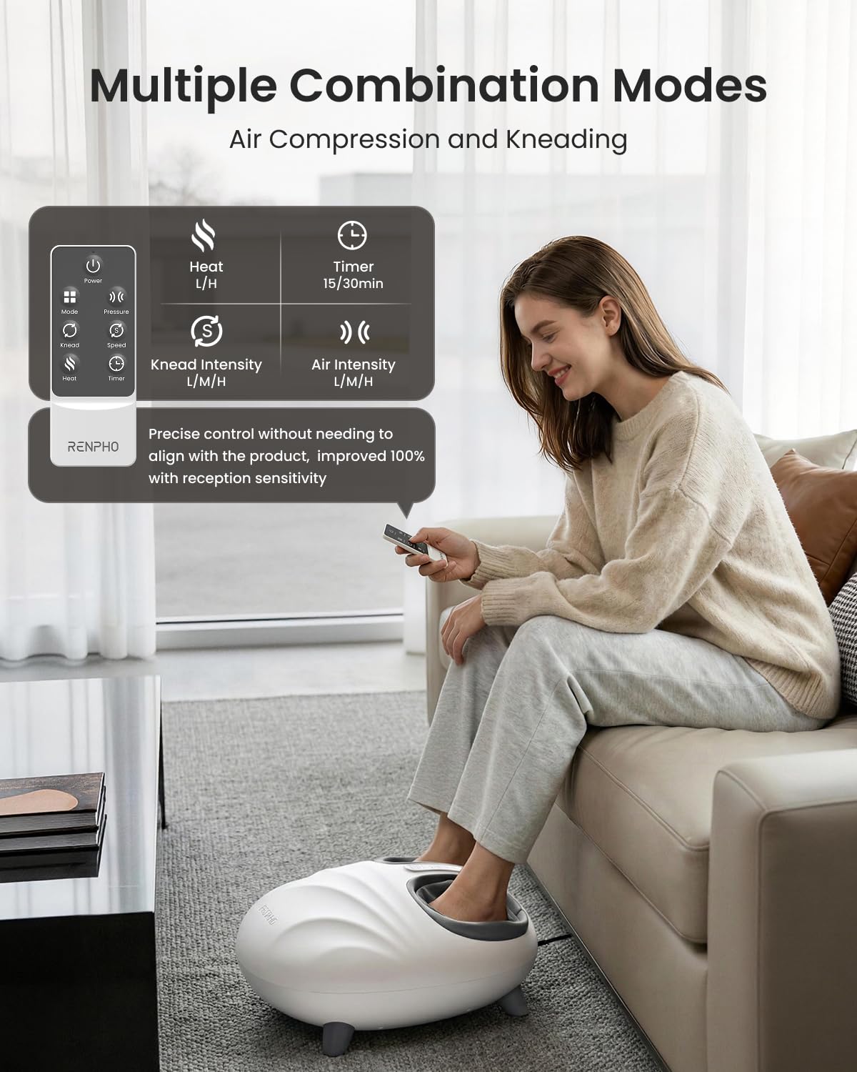 RENPHO Shiatsu Foot Massager with Pressure Monitor Tech, Full-Foot Massage Machine with Kneading & Compression for Plantar Fasciitis, Fathers Day Massager, Birthday Gifts for Women Men Dad Husband