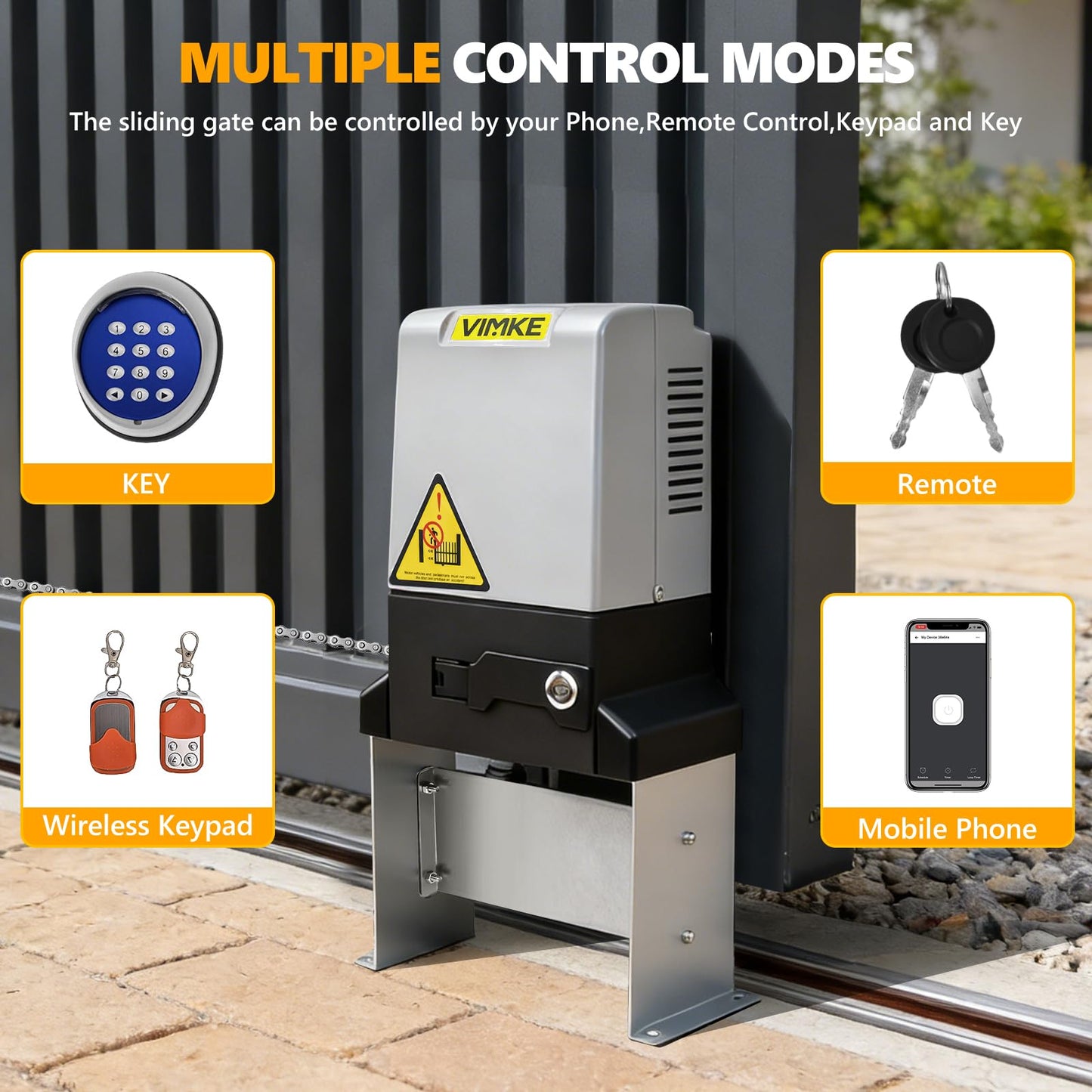 3300lb Automatic Sliding Gate Opener APP Control with 4 Remotes,550W Electric Sliding Gate Opener Automatic Motor Remote Kit with Wireless Keyboard for Sliding Gate Opener Up to40ft