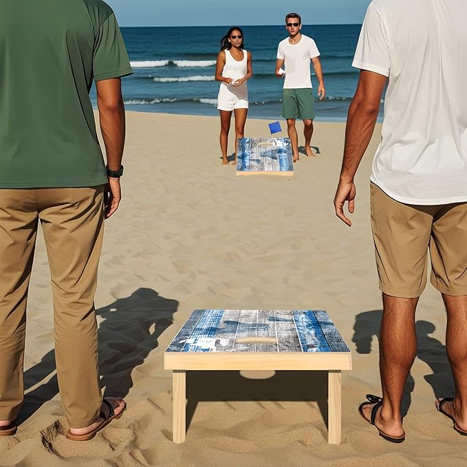 Cornhole Board Set, Regulation Size 4 x 2FT/3 x 2FT Solid Wood Corn Hole Game Set with 8 Bean Bags,2 Cornhole Boards and 1 Carry Bag for Outdoor Beach Toss Games Competitions