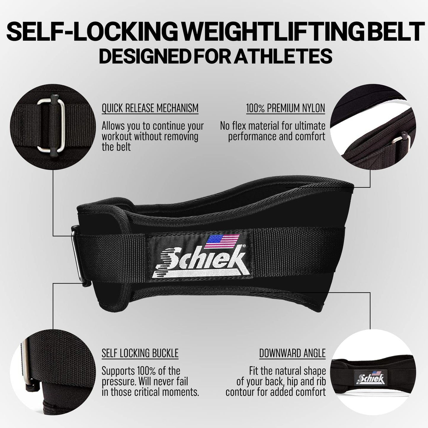 Schiek Sports Model 2004 Nylon 4 3/4" Weight Lifting Belt