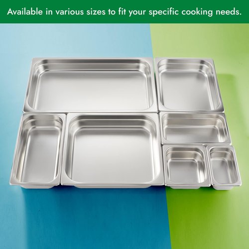 HECMAC 6 Pack Anti-Jam Hotel Pans, 1/3 Size 4 Inch Deep, Commercial Stainless Steel Chafing Steam Table Pan, Catering Storage Metal Food Pan, 23 Gauge