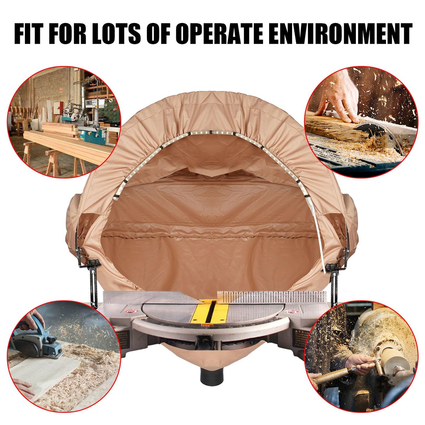 GARVIN Miter Saw Dust Collection Hood with Light, Dust Solution for Table Miter Saw, Chop Saw Hood Dust Collector Attachment, Accessory Holes, with Storage Bag, Fits Most Standard 10" Miter Saws