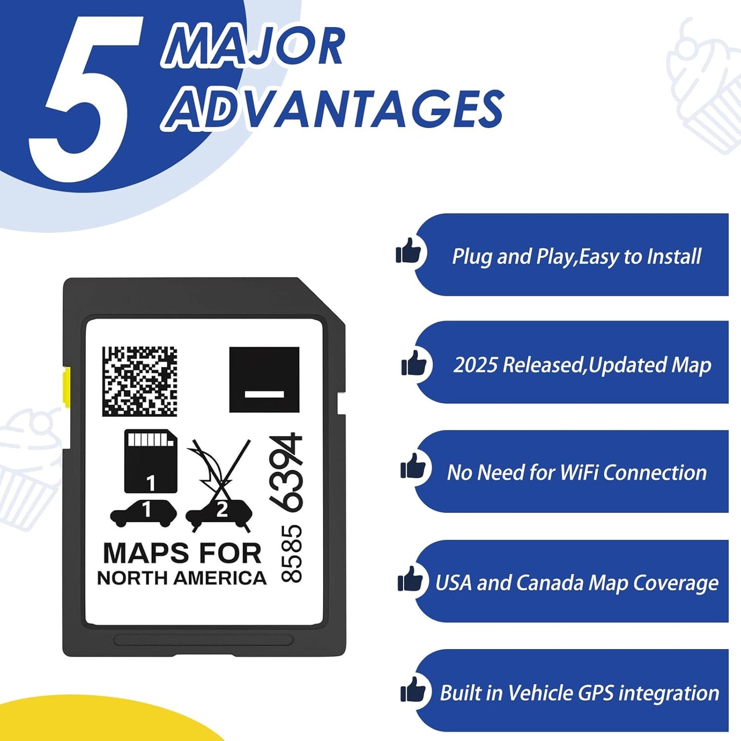Thcbme 2025 Use,2024 85856394 Release GPS Navigation SD Card Compatible with GMC Chevry Cadilla Buick,Silverado